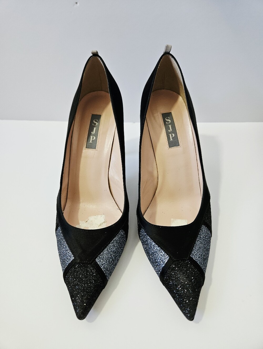 SJP Sarah Jessica Parker Suede Heels Size 39 US 8-8.5 Glitter Stiletto Pumps